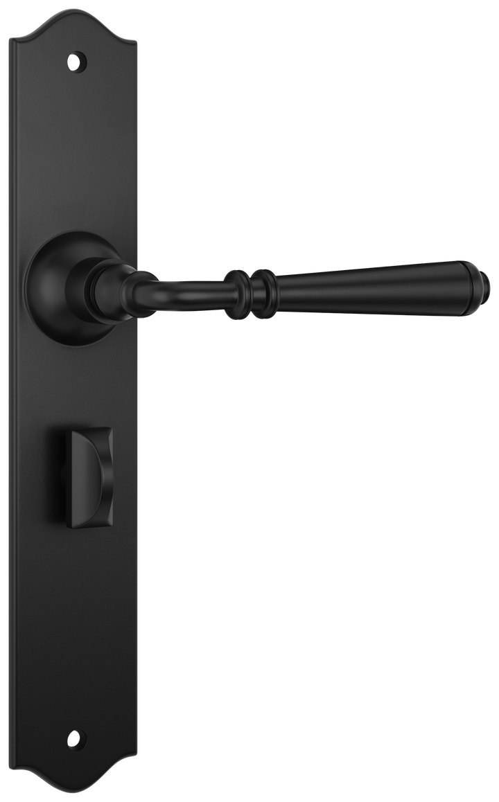 Door Lever Reims Privacy Pair Matt Black H240xW43xP70mm with privacy adaptor