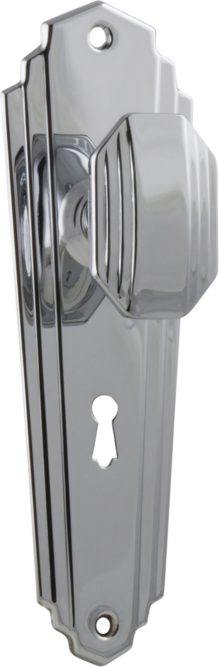 Door Knob Elwood Art Deco Lock Pair Chrome Plated H203xW63xP47mm