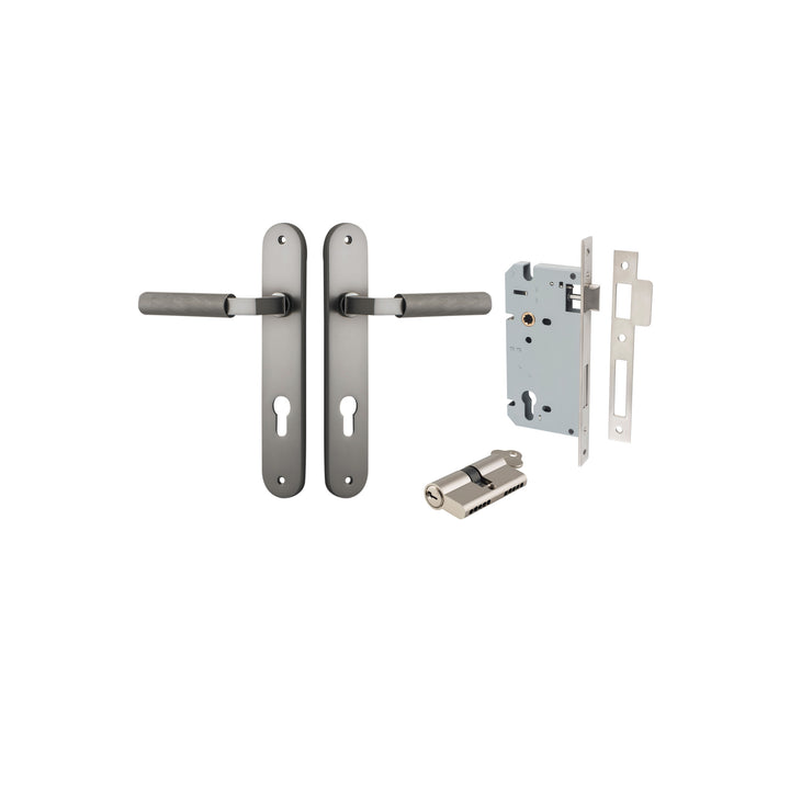 Brunswick Lever - Oval Backplate Entrance Kit with High Security Lock Satin Nickel