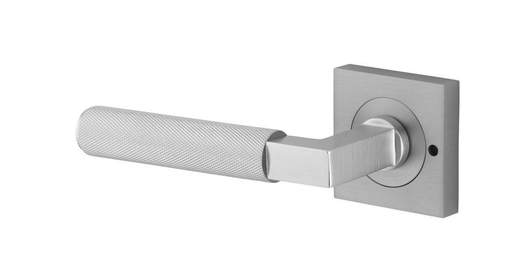 Brunswick Lever - Square Rose Privacy Kit (Inbuilt Privacy) Brushed Chrome