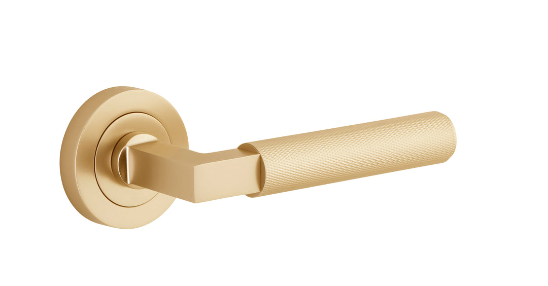 Brunswick Lever - Round Rose Brushed Gold PVD