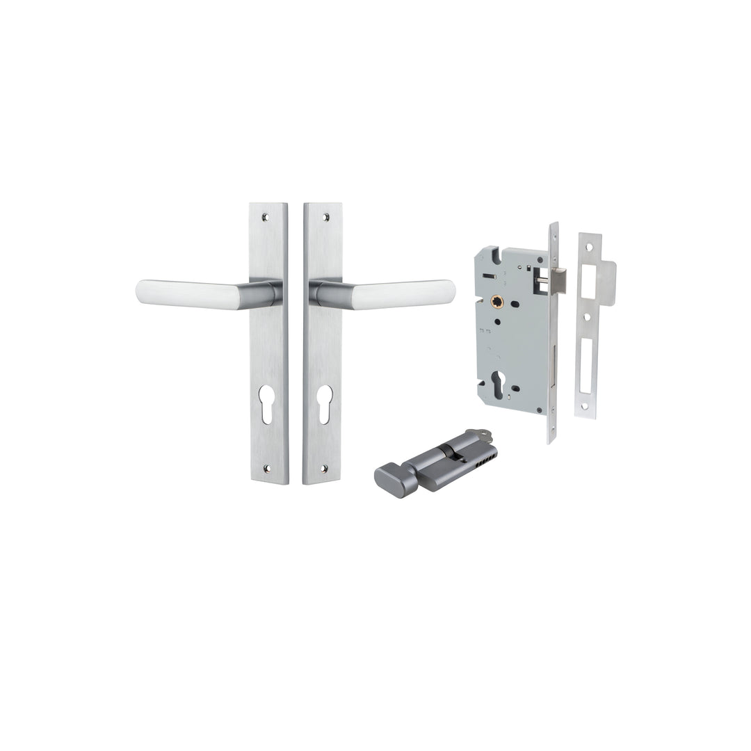 Osaka Lever - Rectangular Backplate Entrance Kit with High Security Lock Brushed Chrome