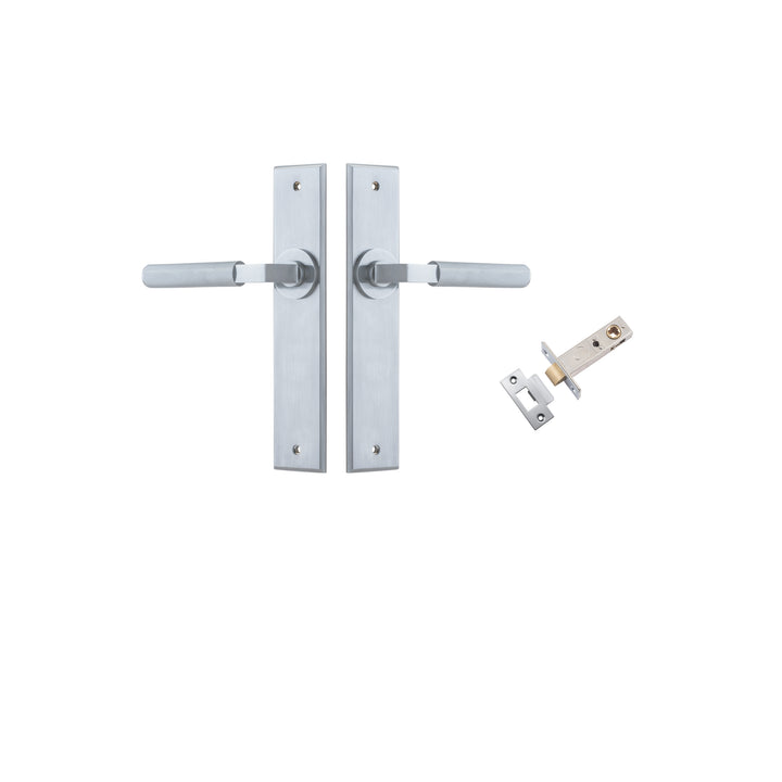 Brunswick Lever - Chamfered Backplate Passage Kit Brushed Chrome