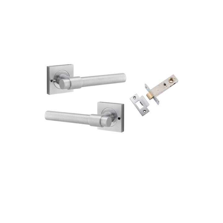 Helsinki Lever - Square Rose (Inbuilt Privacy) Brushed Chrome