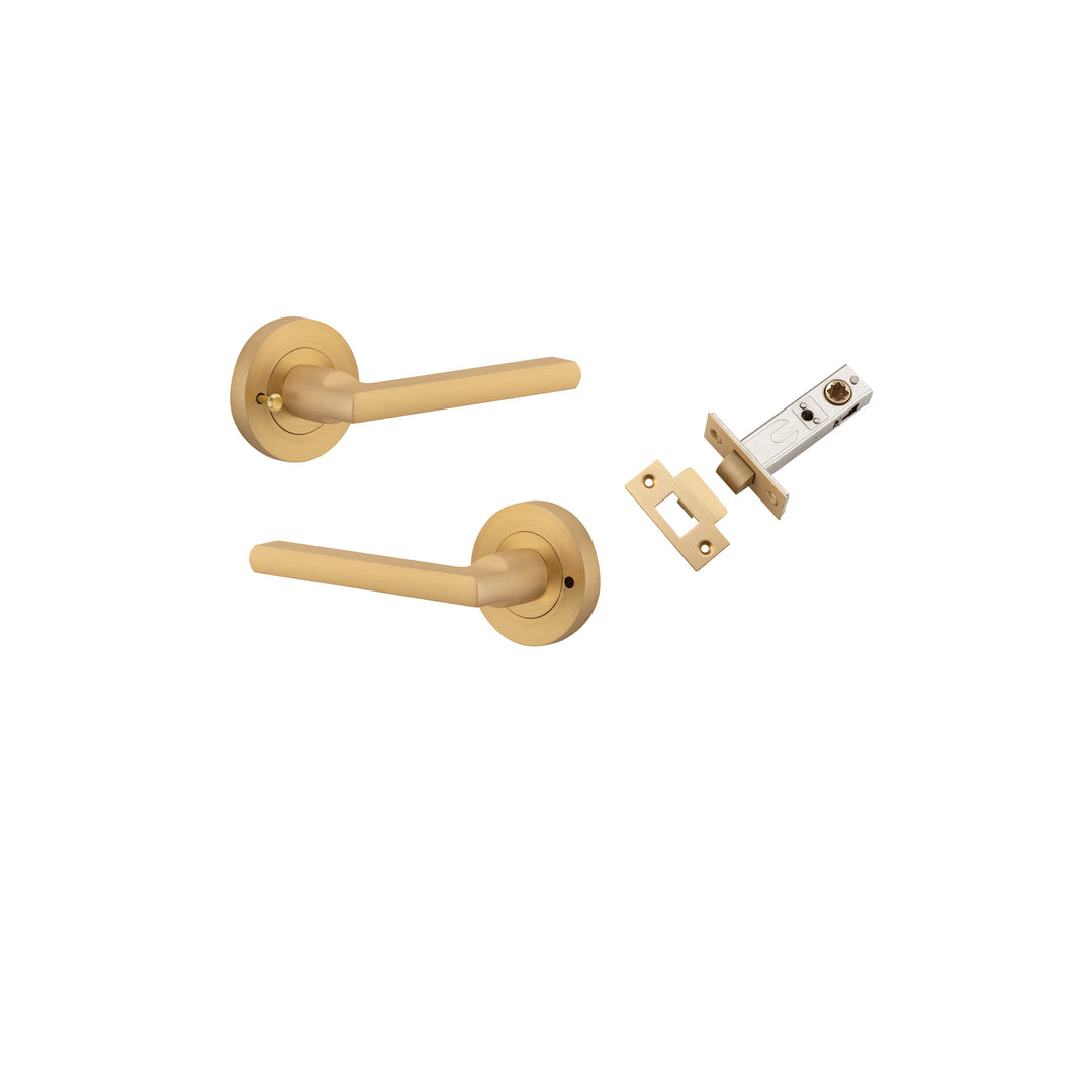 Baltimore Lever - Round Rose (Inbuilt Privacy) Brushed Brass