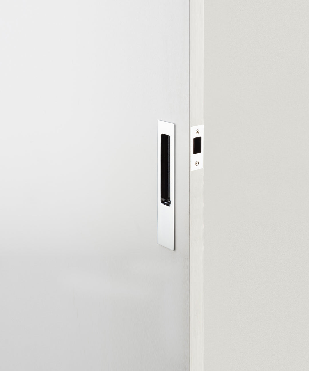 Rectangular Sliding Door Pull Passage Kit Polished Chrome
