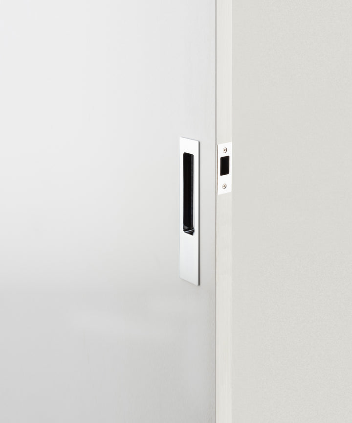 Rectangular Sliding Door Pull Passage Kit Polished Chrome