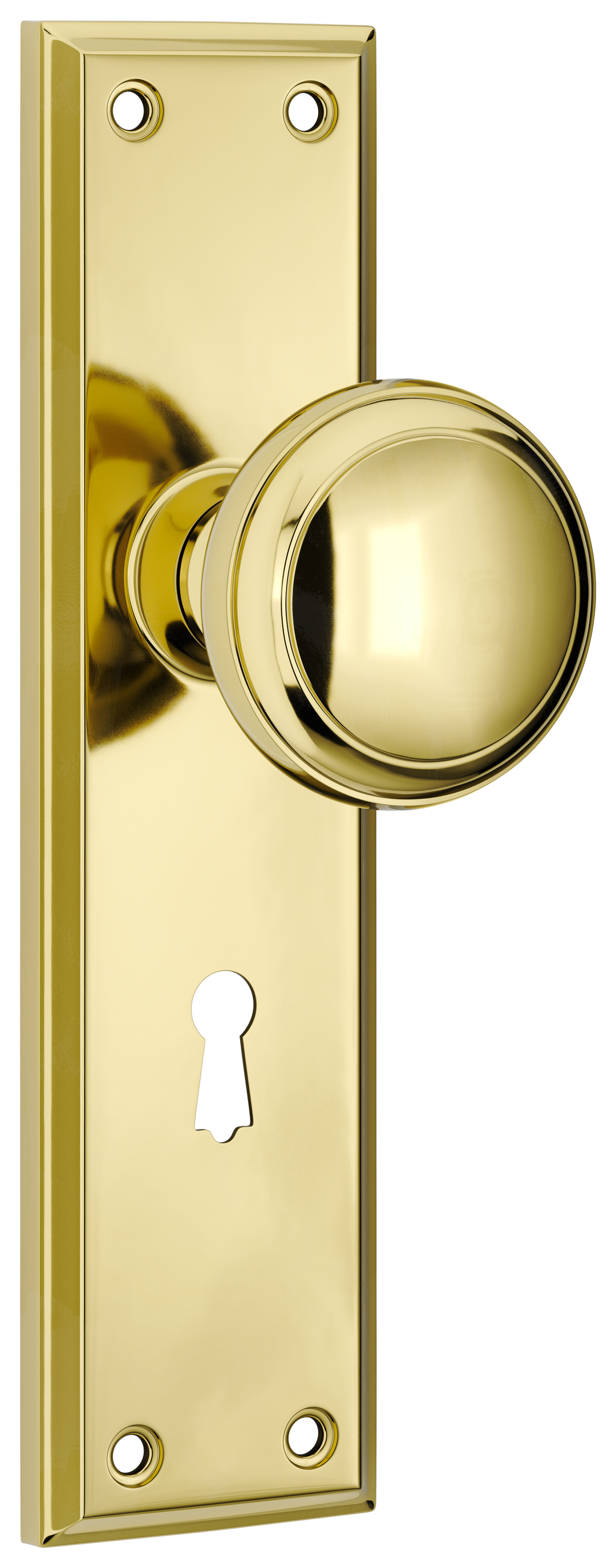 Door Knob Milton Lock Pair Polished Brass H200xW50xP73mm