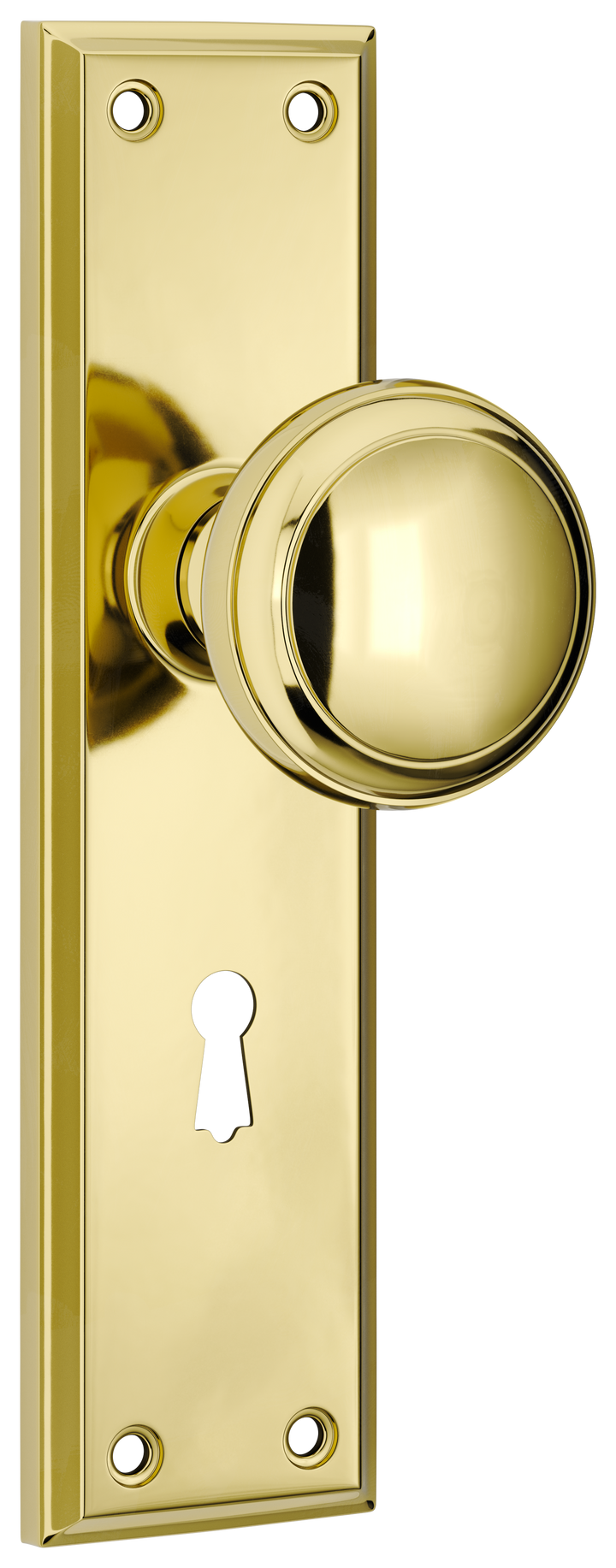 Door Knob Milton Lock Pair Polished Brass H200xW50xP73mm