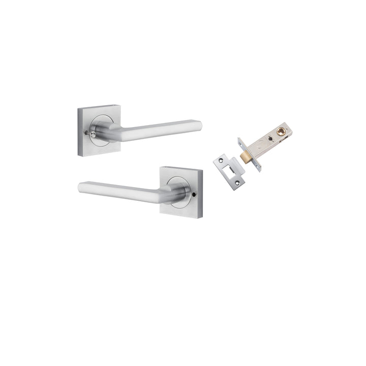 Baltimore Lever - Square Rose (Inbuilt Privacy) Brushed Chrome