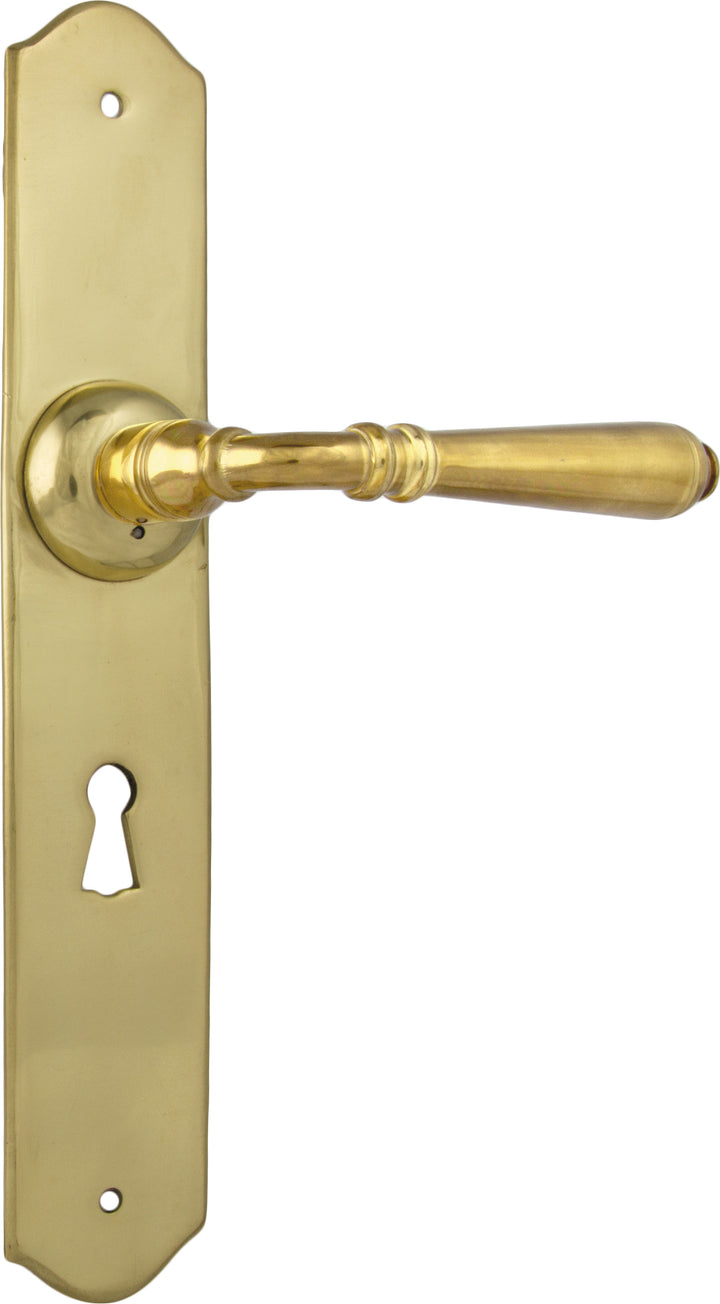 Door Lever Reims Lock Pair Unlacquered Polished Brass H240xW43xP70mm