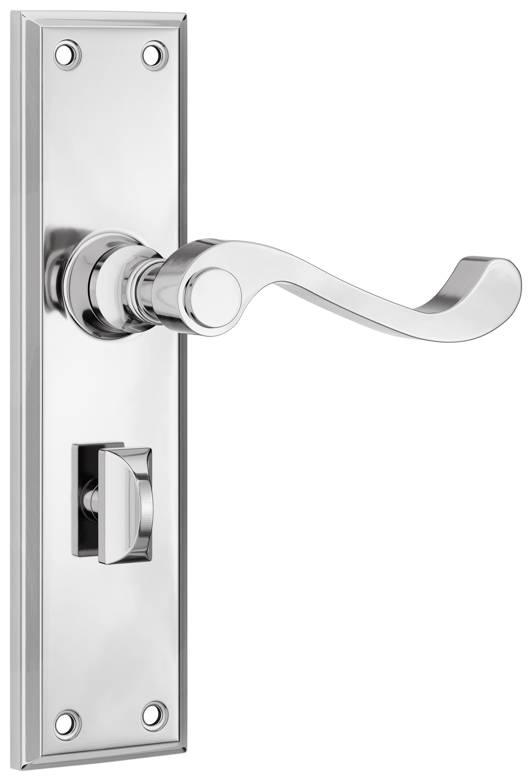 Door Lever Milton Privacy Pair Chrome Plated H200xW50xP68mm with privacy adaptor