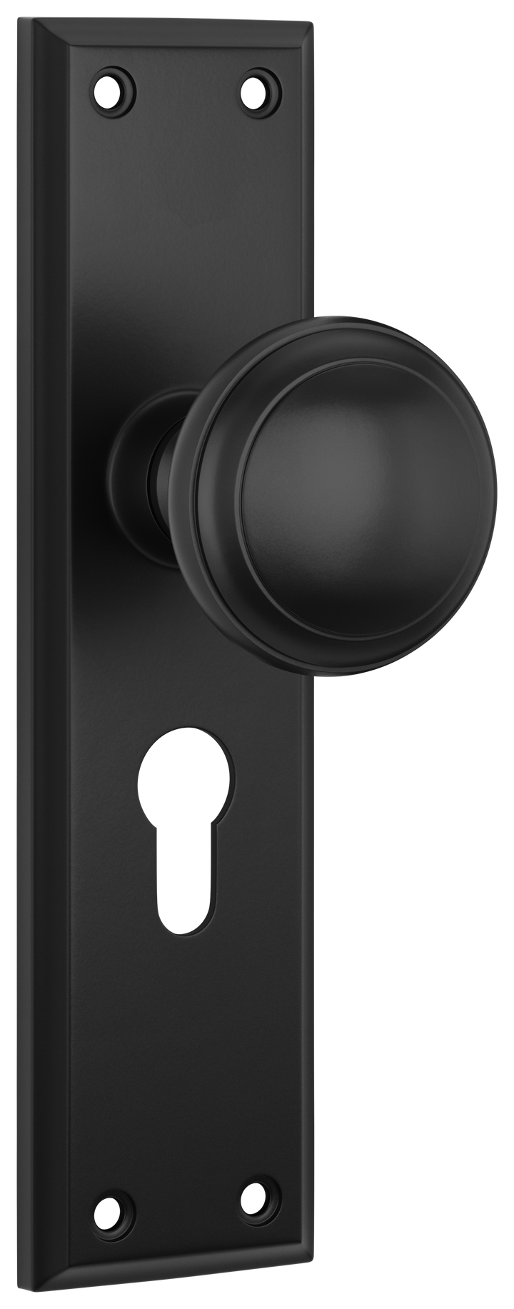 Door Knob Milton Euro Pair Matt Black H200xW50xP73mm