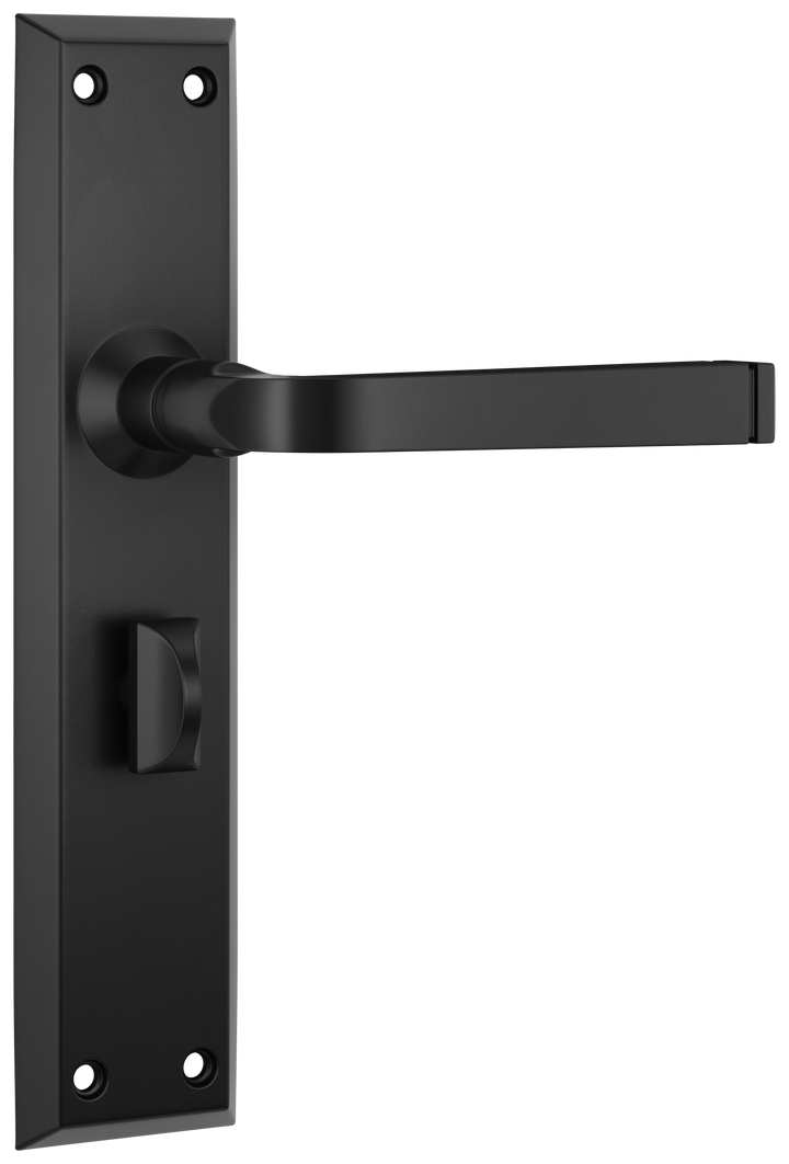 Door Lever Menton Privacy Pair Matt Black H225xW50xP75mm with privacy adaptor