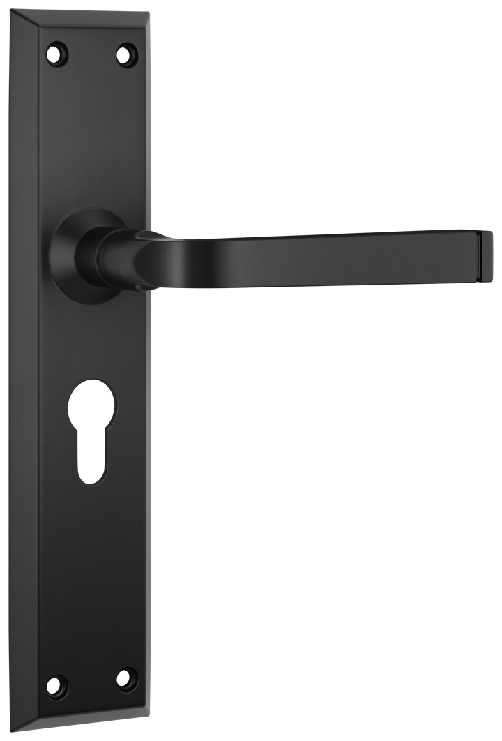 Door Lever Menton Euro Pair Matt Black H225xW50xP75mm