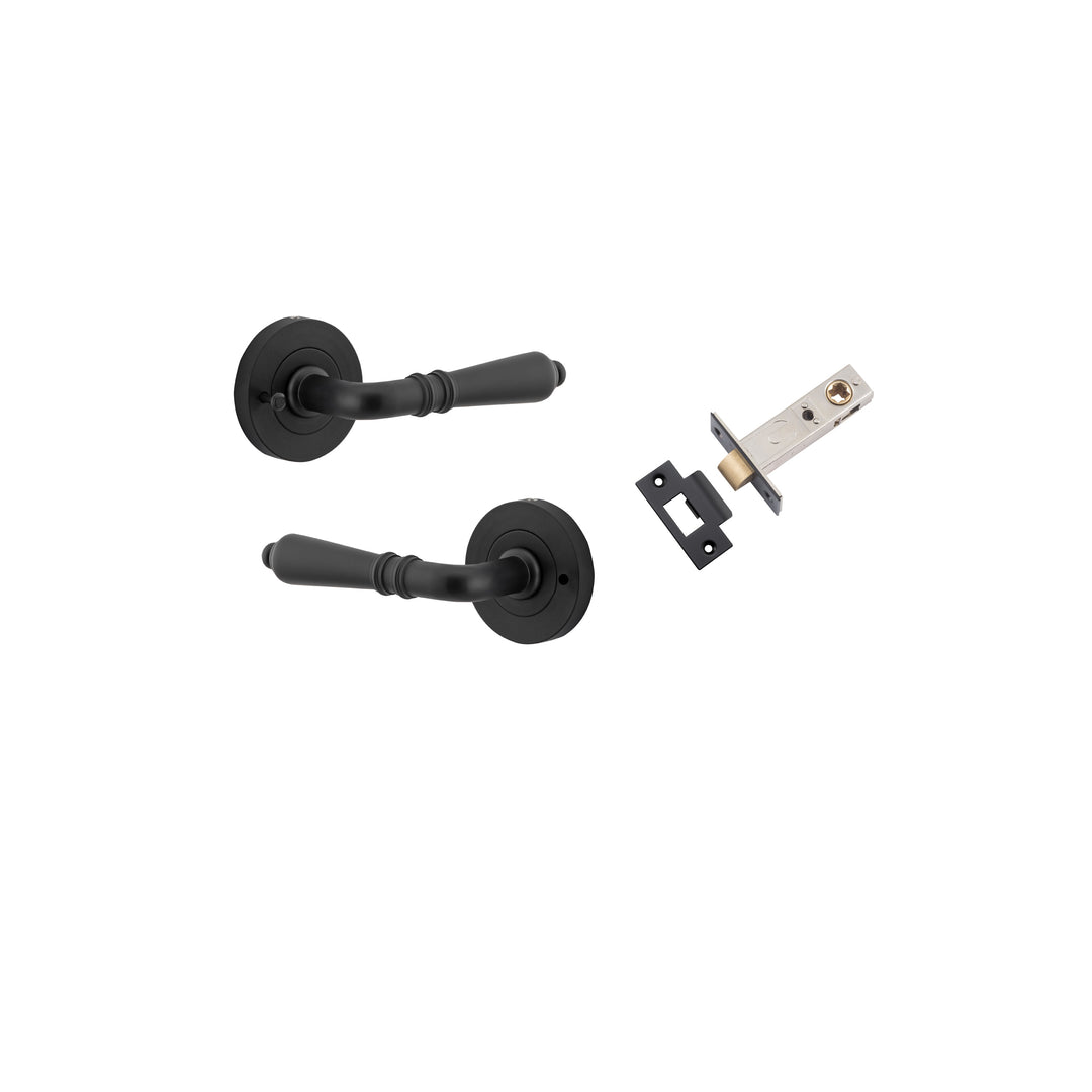 Sarlat Lever - Round Rose (Inbuilt Privacy) Matt Black