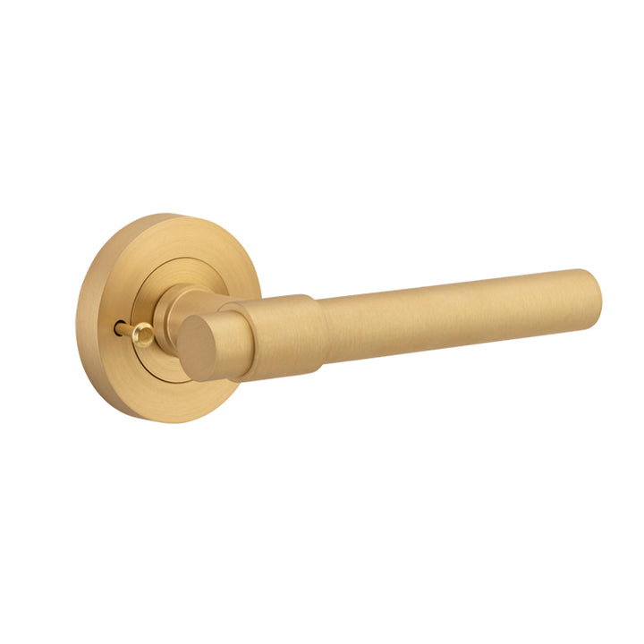 Helsinki Lever - Round Rose (Inbuilt Privacy) Brushed Brass