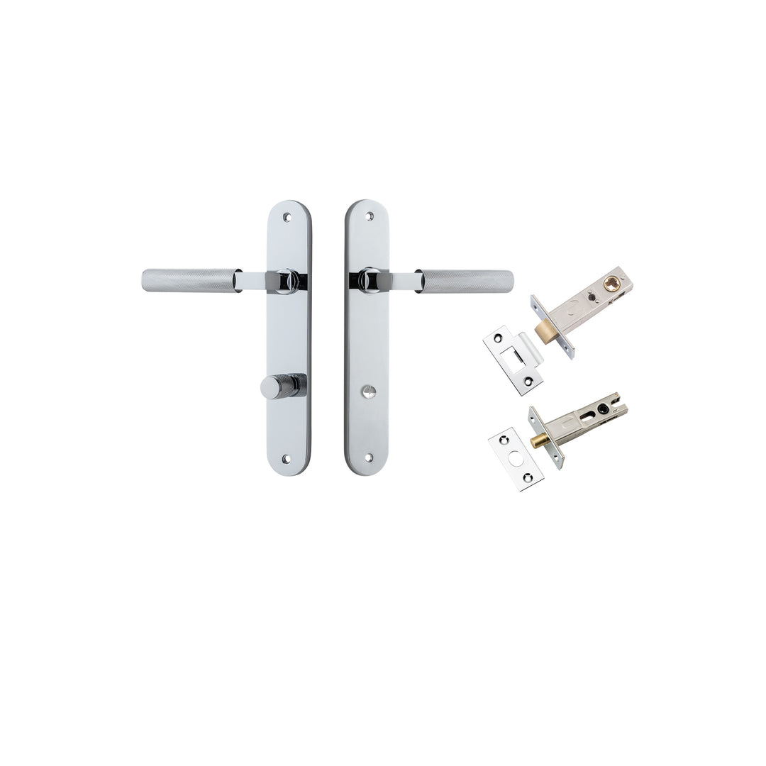 Brunswick Lever - Oval Backplate Privacy Kit Polished Chrome