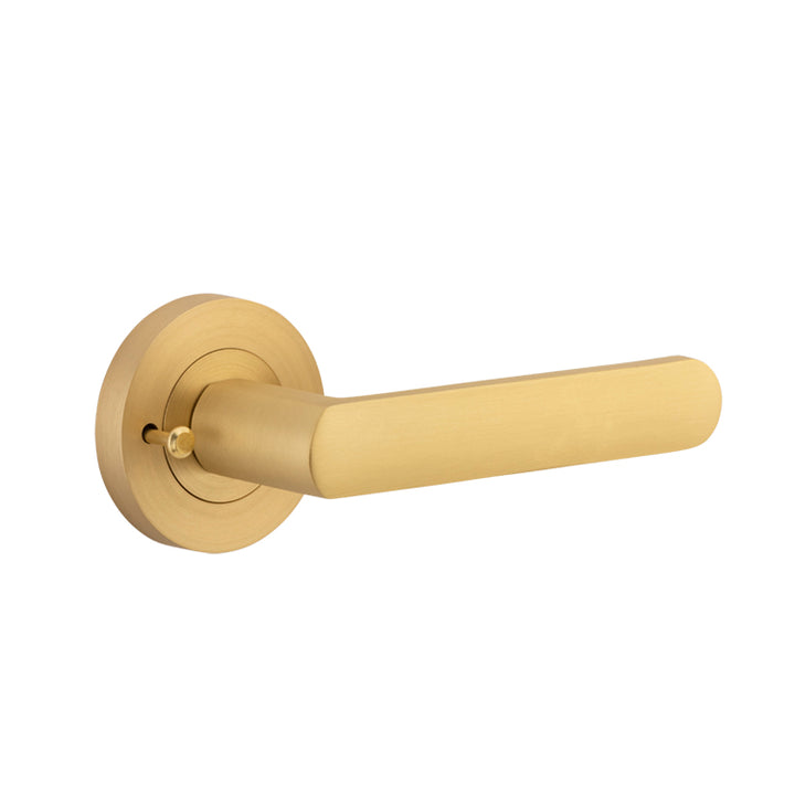Osaka Lever - Round Rose (Inbuilt Privacy) Brushed Brass