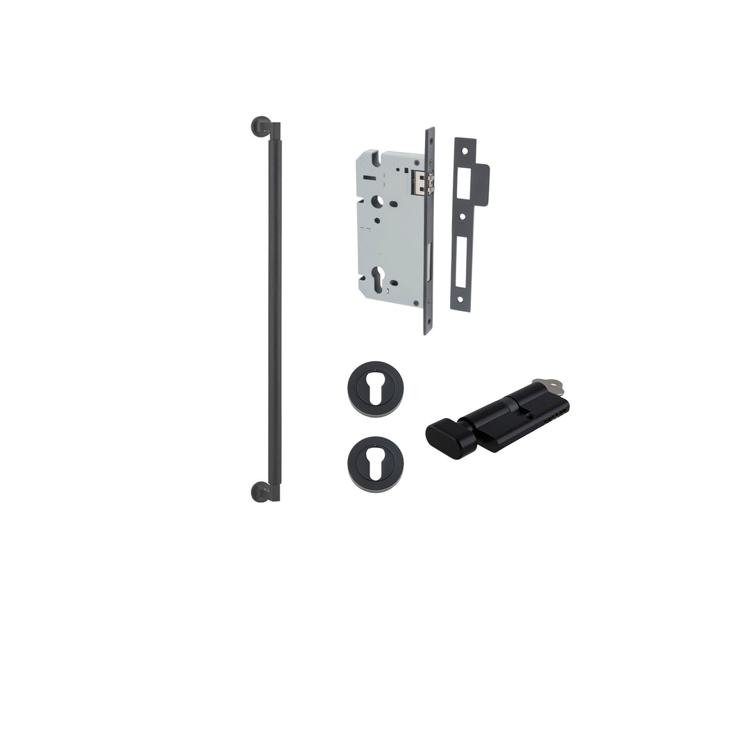 Brunswick Pull Handle - 600mm Entrance Kit with Separate High Security Lock Matt Black