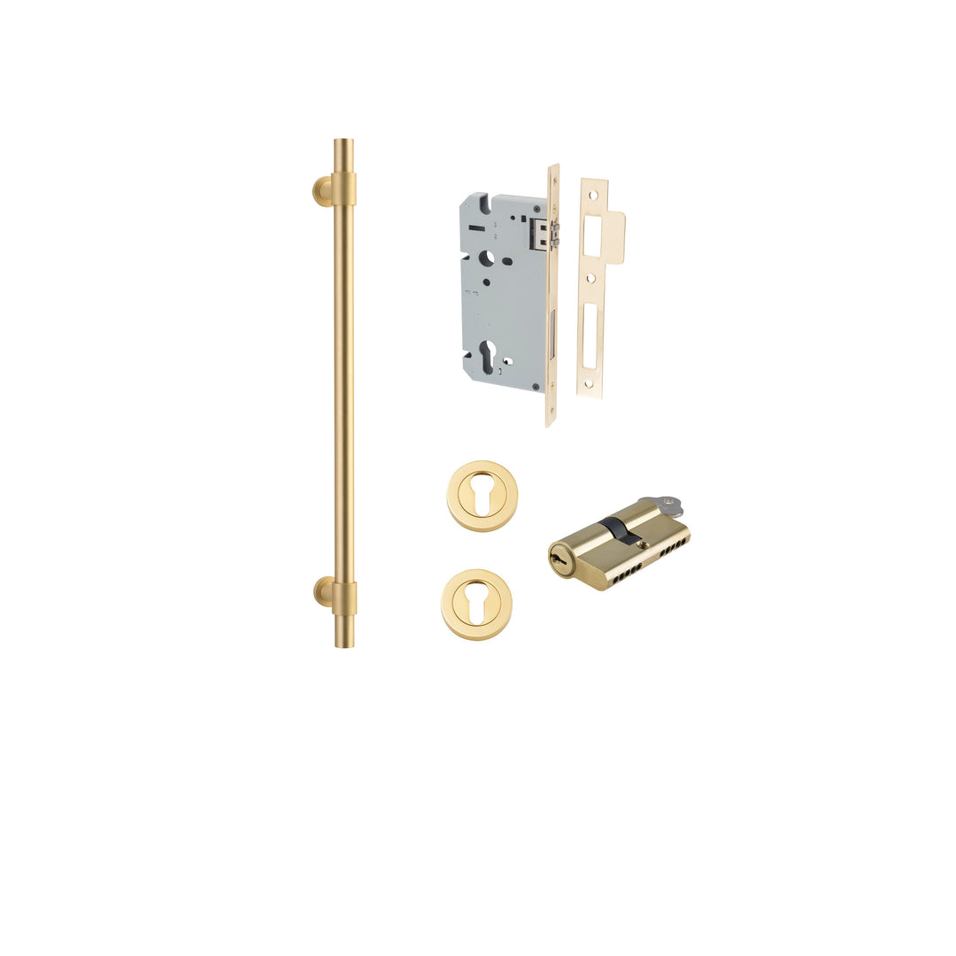 Helsinki Pull Handle - 450mm Entrance Kit with Separate High Security Lock Brushed Gold PVD