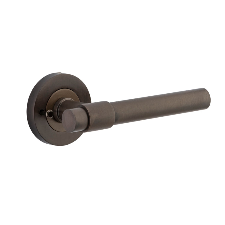 Helsinki Lever - Round Rose (Inbuilt Privacy) Signature Brass