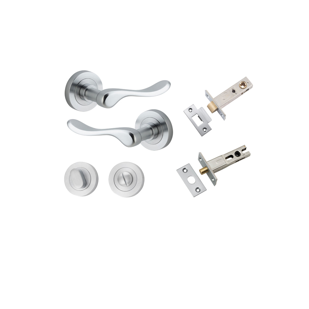 Stirling Lever - Round Rose Privacy Kit with Separate Privacy Turn Brushed Chrome