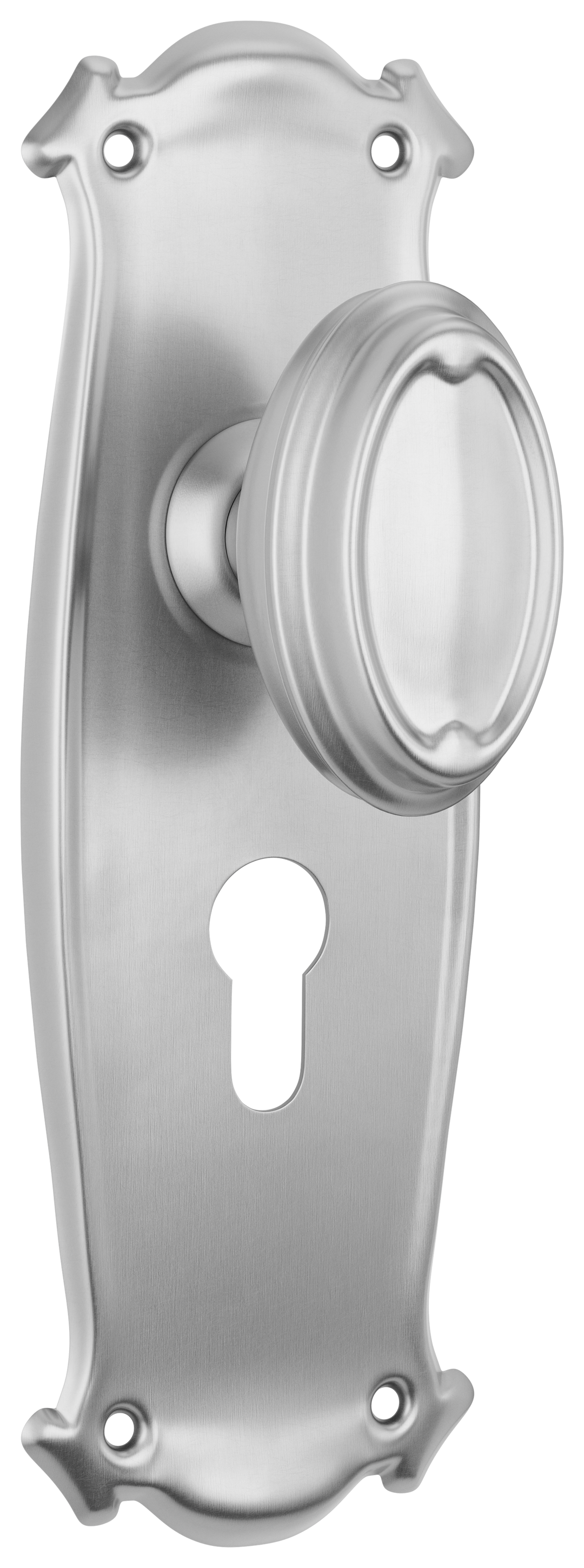 Door Knob Bungalow Euro Pair Satin Chrome H197xW68xP60mm