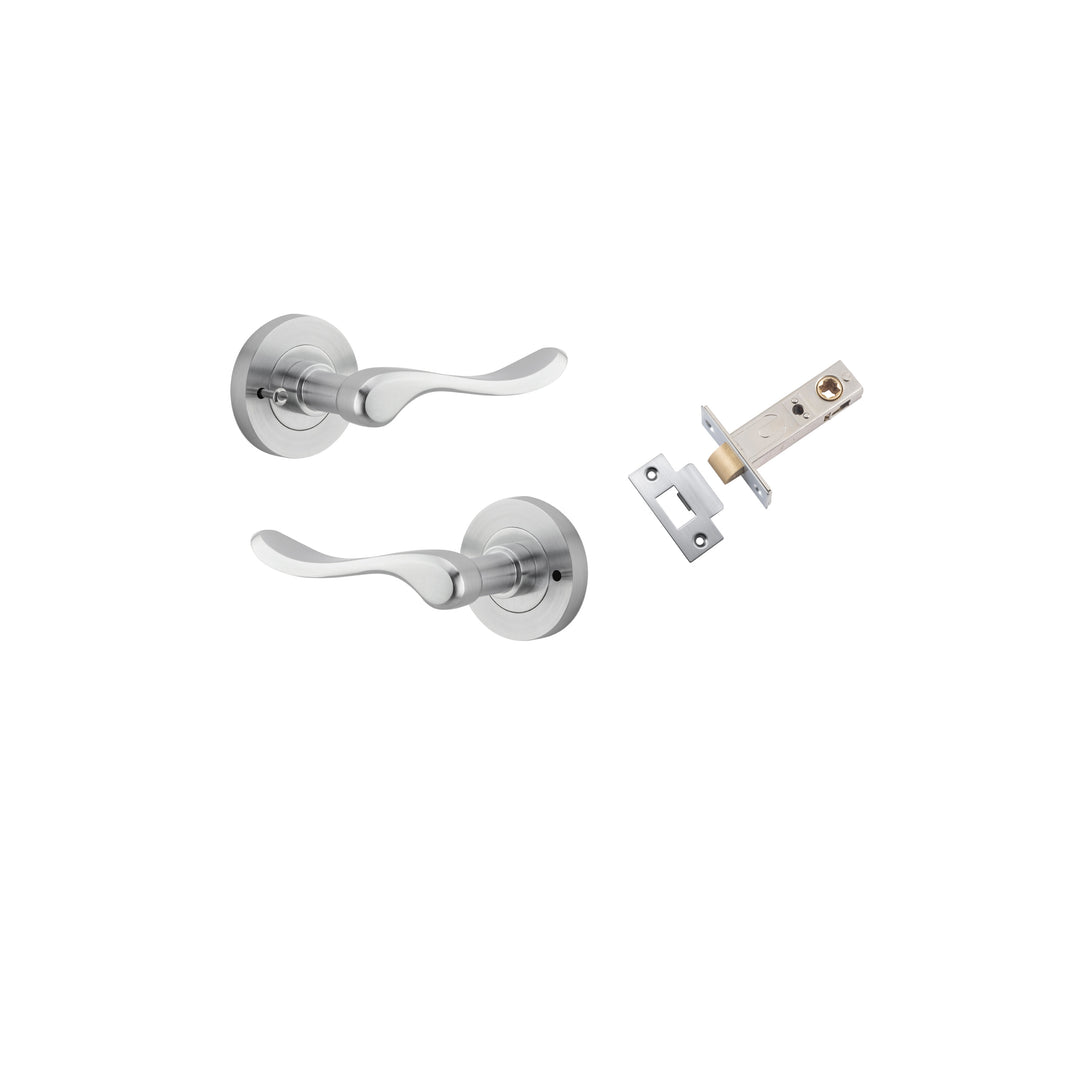 Stirling Lever - Round Rose (Inbuilt Privacy) Brushed Chrome