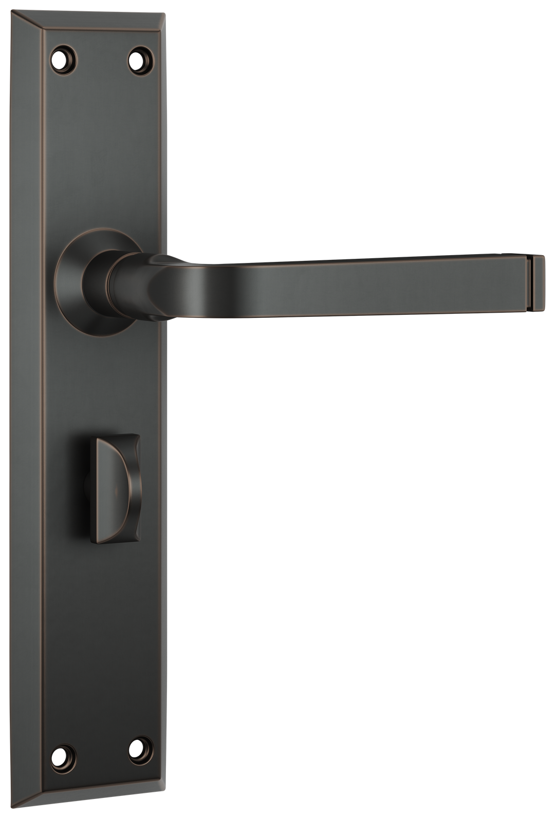 Door Lever Menton Privacy Pair Antique Copper H225xW50xP75mm with privacy adaptor