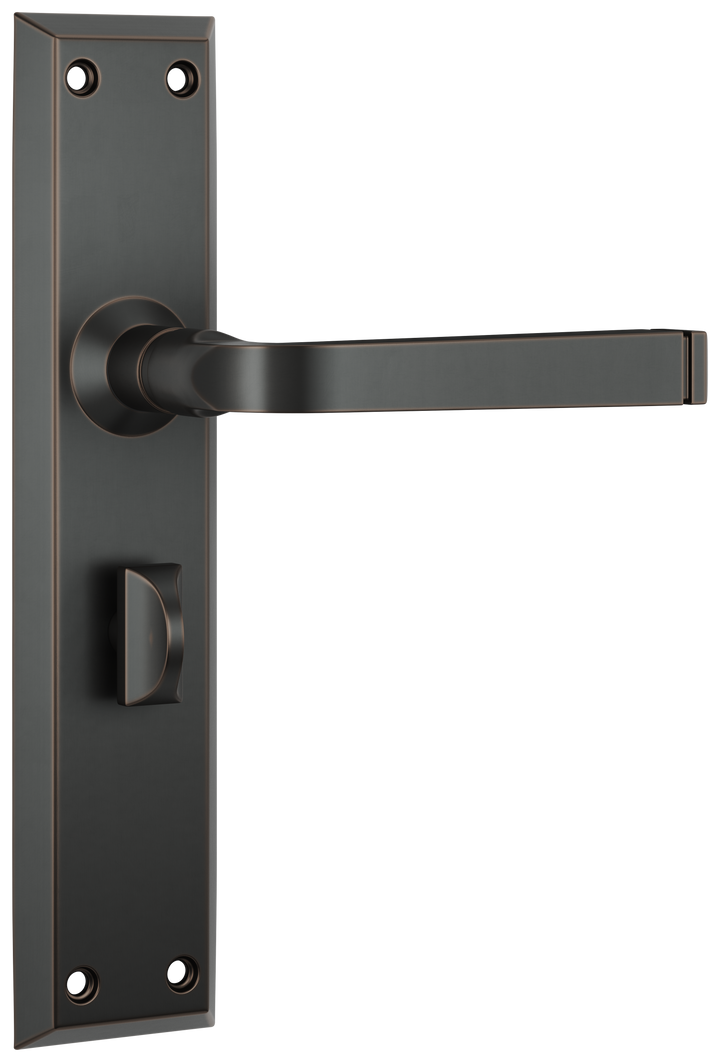 Door Lever Menton Privacy Pair Antique Copper H225xW50xP75mm with privacy adaptor