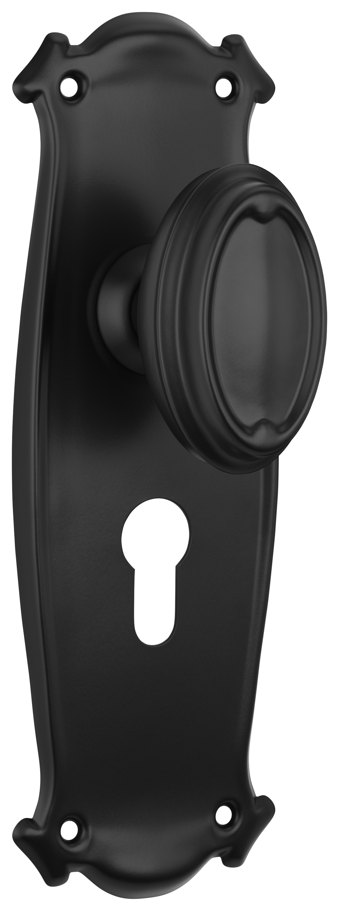 Door Knob Bungalow Euro Pair Matt Black H197xW68xP60mm
