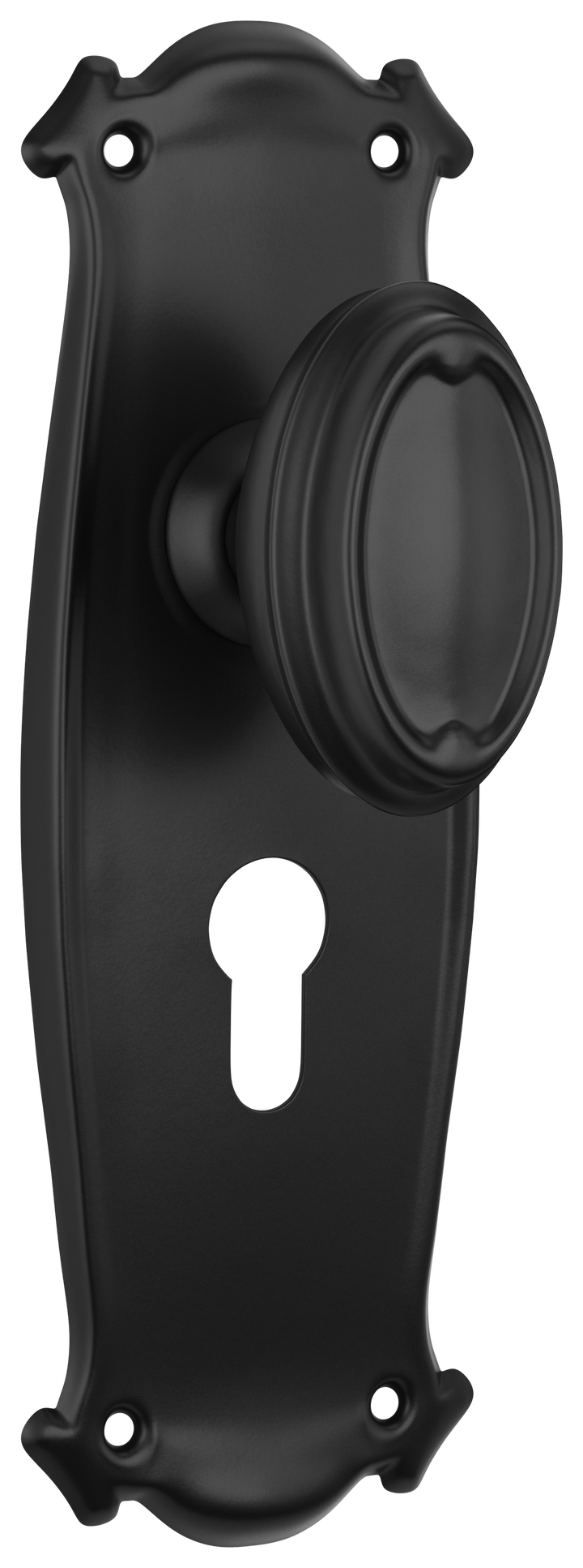 Door Knob Bungalow Euro Pair Matt Black H197xW68xP60mm