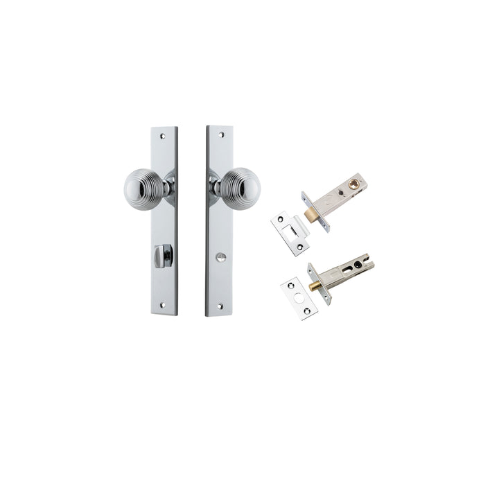 Guildford Knob - Rectangular Backplate Privacy Kit with Privacy Turn Polished Chrome