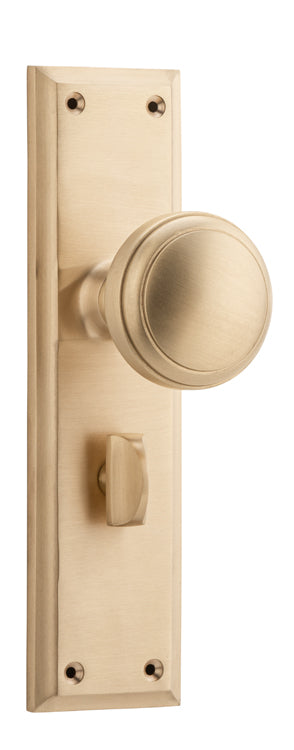 Door Knob Milton Privacy Pair Unlacquered Satin Brass H200xW50xP73mm with privacy adaptor