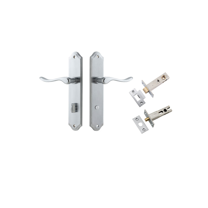 Stirling Lever - Shouldered Backplate Privacy Kit with Privacy Turn Brushed Chrome