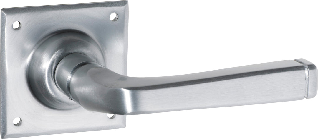 Door Lever Menton Square Rose Pair Satin Chrome H60xW60xP70mm