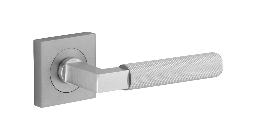 Brunswick Lever - Square Rose Brushed Chrome