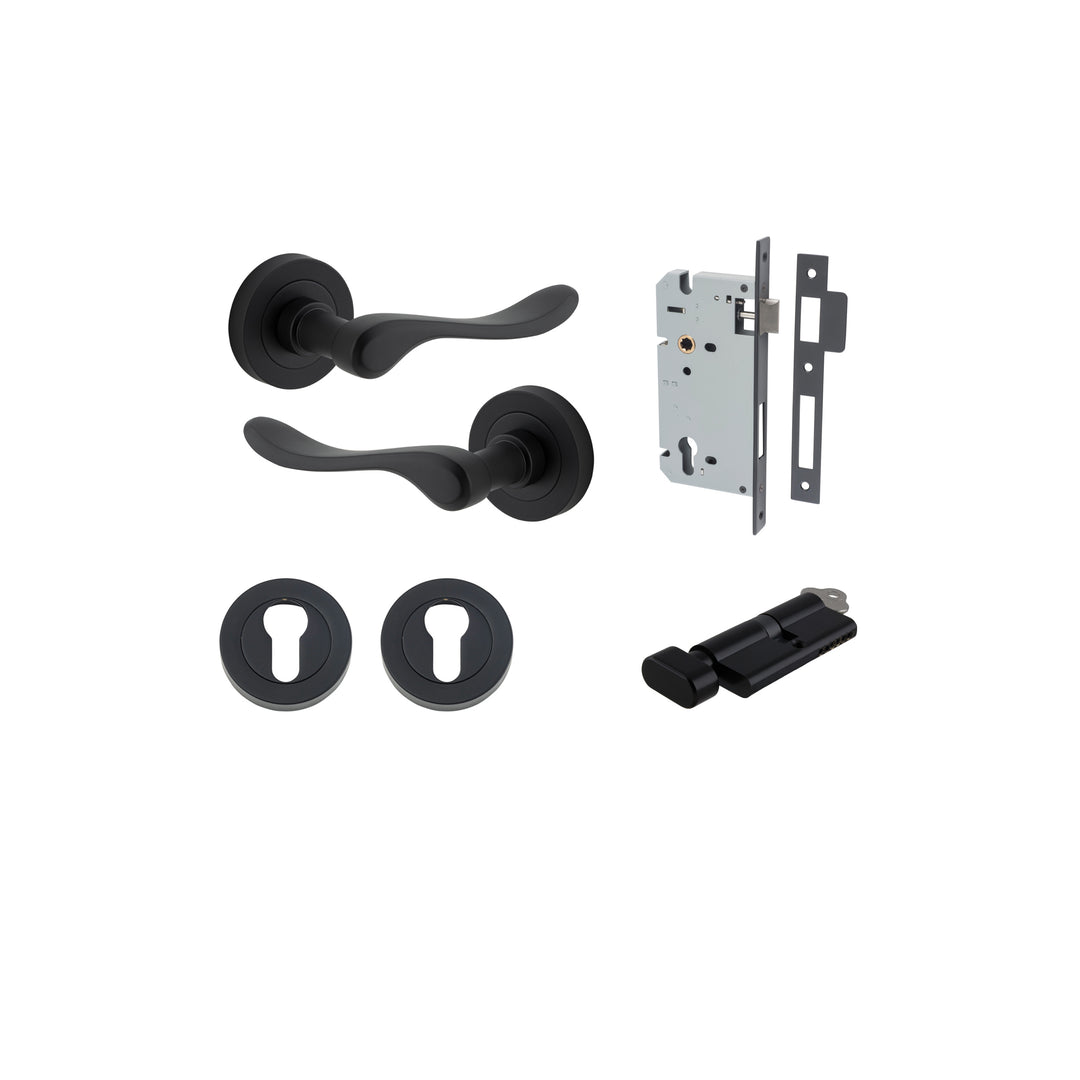 Stirling Lever - Round Rose Entrance Kit with Separate High Security Lock Matt Black