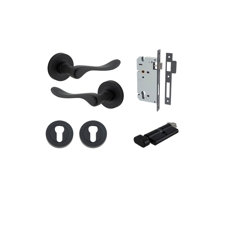 Stirling Lever - Round Rose Entrance Kit with Separate High Security Lock Matt Black