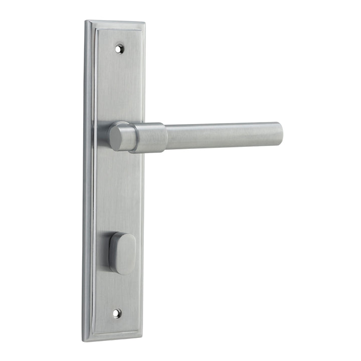 Helsinki Lever - Stepped Backplate Brushed Chrome