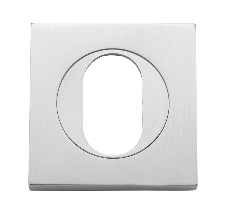 Oval Escutcheon -  Square Brushed Chrome
