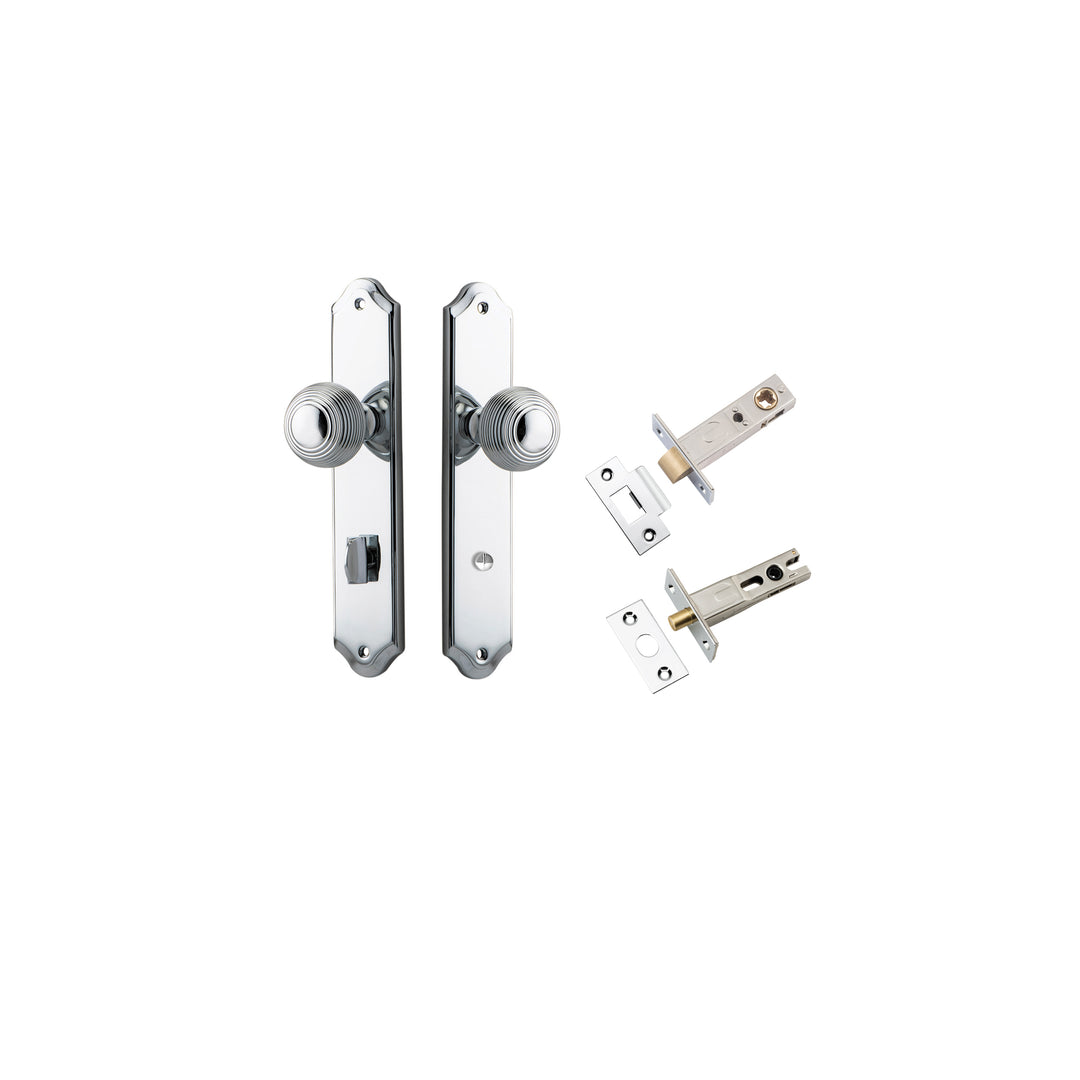 Guildford Knob - Shouldered Backplate Privacy Kit with Privacy Turn Polished Chrome