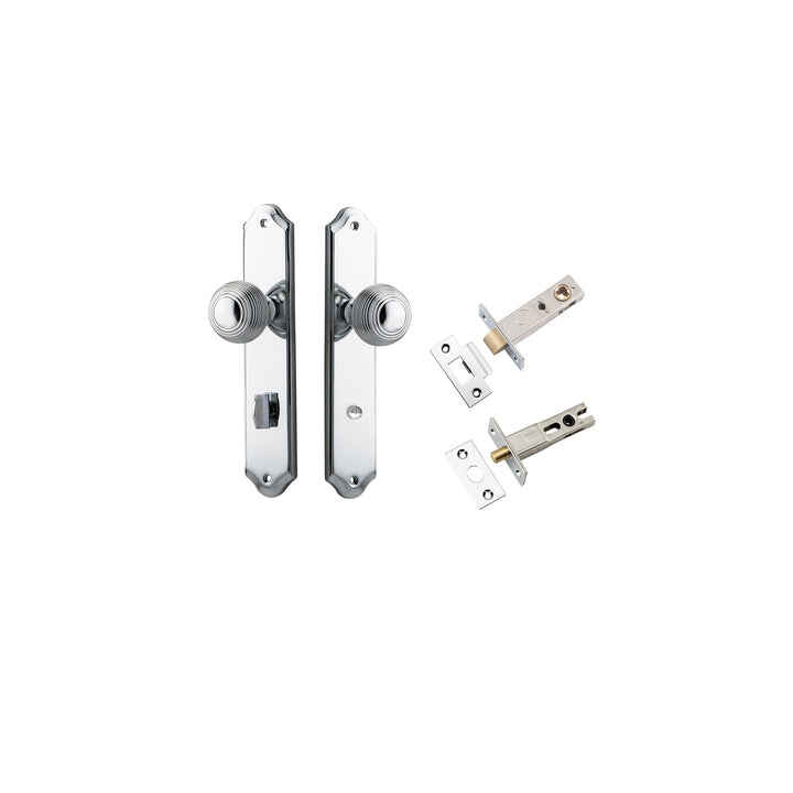 Guildford Knob - Shouldered Backplate Privacy Kit with Privacy Turn Polished Chrome