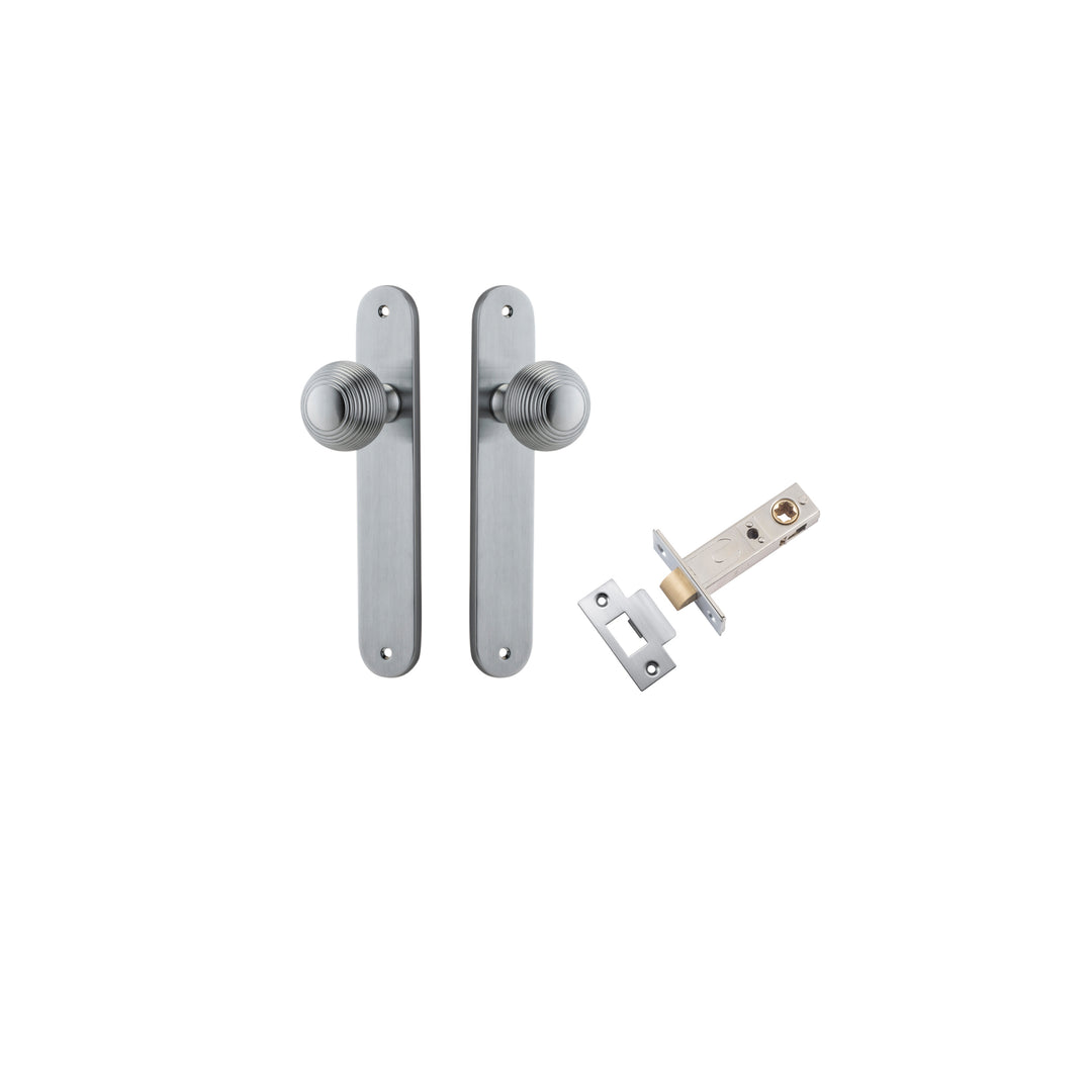 Guildford Knob - Oval Backplate Passage Kit Brushed Chrome