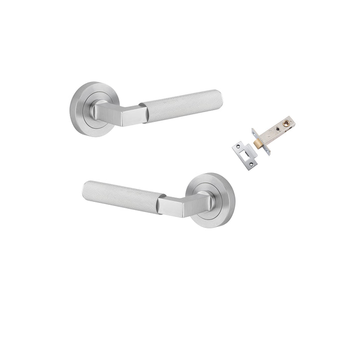 Brunswick Lever - Round Rose Passage Kit Brushed Chrome