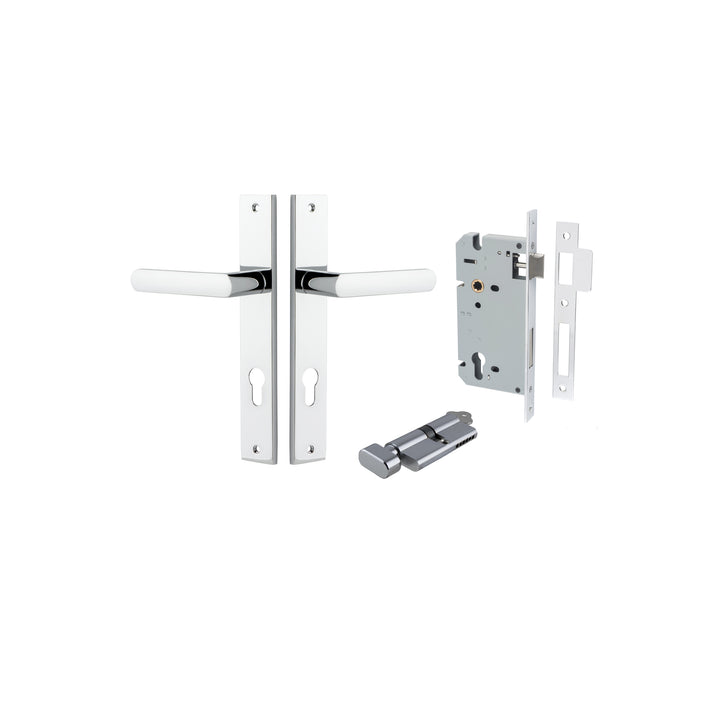 Osaka Lever - Rectangular Backplate Entrance Kit with High Security Lock Polished Chrome