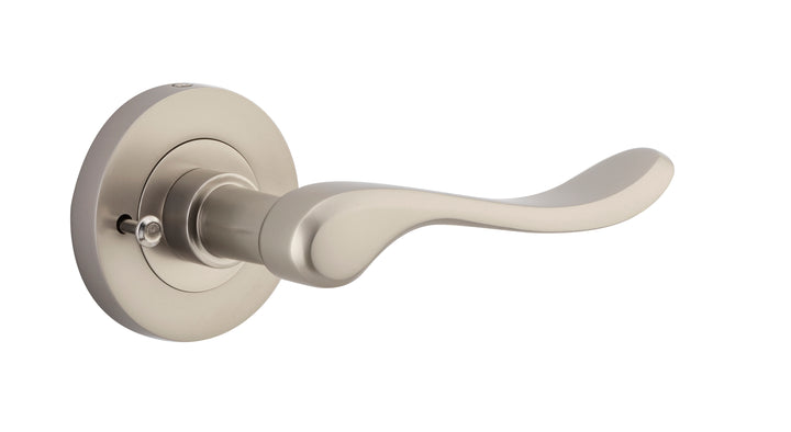 Stirling Lever - Round Rose (Inbuilt Privacy) Satin Nickel
