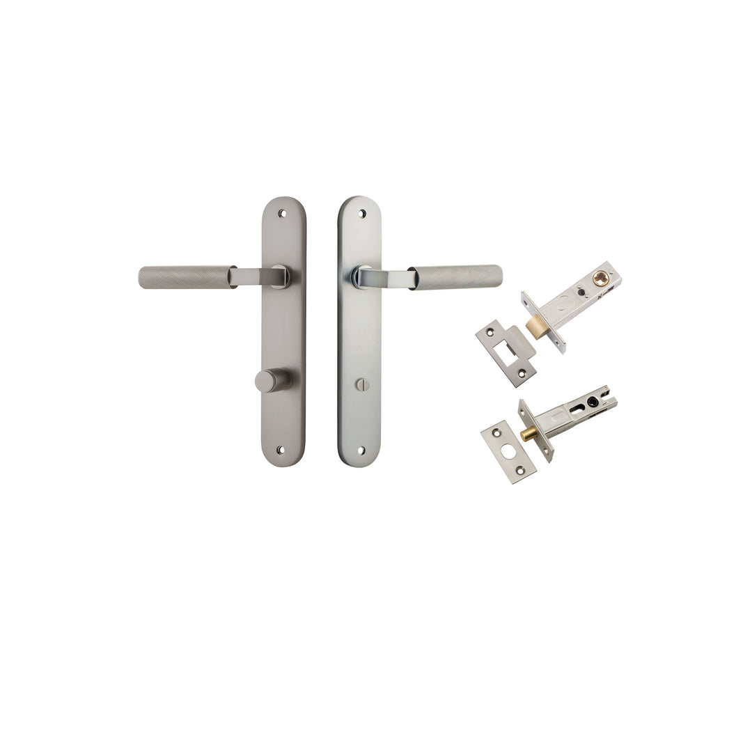 Brunswick Lever - Oval Backplate Privacy Kit Satin Nickel