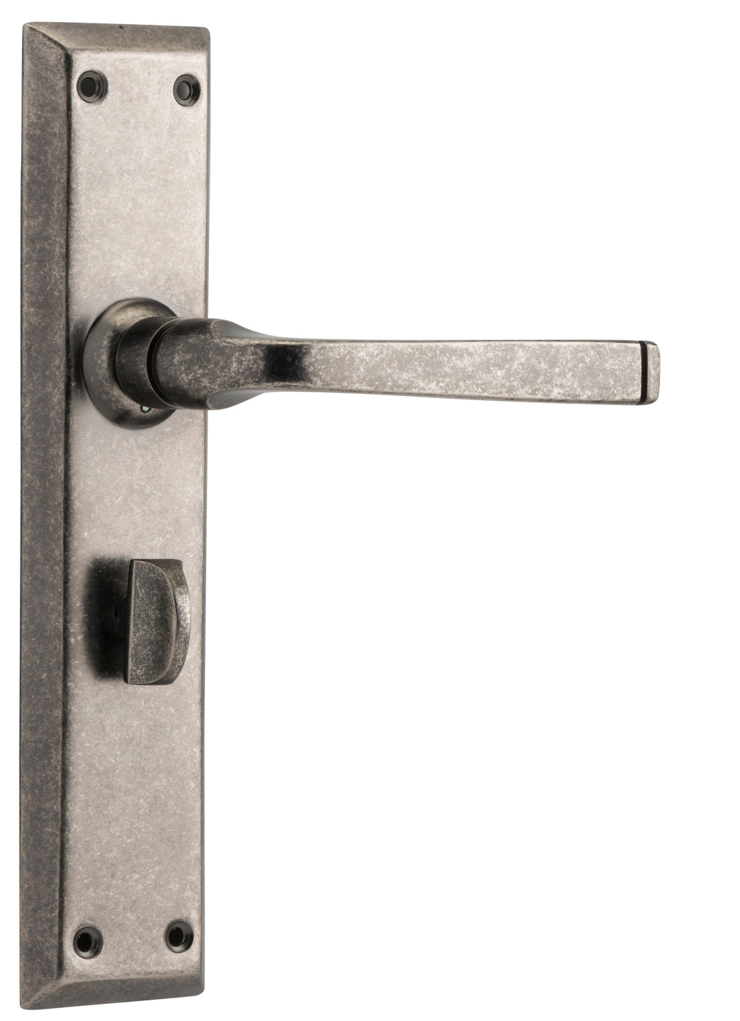 Door Lever Menton Privacy Pair Rumbled Nickel H225xW50xP75mm with privacy adaptor
